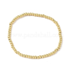 Brass Round Beaded Stretch Bracelets for Men Women&nbsp;BJEW-B148-05A-G