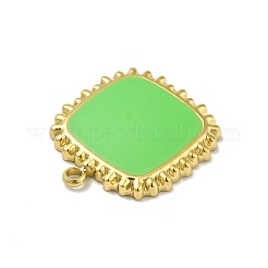 304ステンレススチールエナメルペンダント  正方形  ゴールドカラー  緑黄  15x12.5x2mm  穴：1.4mm&nbsp;STAS-P311-01G-01