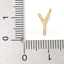304ステンレススチールレターコネクタチャーム  14KGP本金メッキ  文字y  12x6x2mm  穴：1.2mm&nbsp;LS-STAS-M108-01G-25