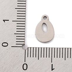 変色しない201ステンレススチールチャーム  レーザー切断  レターチャーム  アルファベットのO  10.5x7x1mm  穴：1.2mm&nbsp;STAS-U016-01P-O