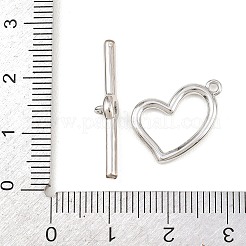 ハート真鍮トグル留め金  カドミウムフリー＆鉛フリー  長持ちメッキ  プラチナ  4.5~11.5x16.5~25.5x1.5~4mm  穴：1.2~1.4mm&nbsp;KK-G548-43P-01