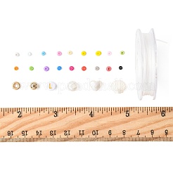 キットを作るDIYブレスレット  ガラスビーズ入り  CCBビーズ  アクリルビーズと伸縮性のある糸  ミックスカラー  3mm  穴：1mm&nbsp;DIY-FS0010-01