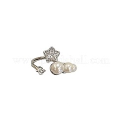 Alloy Micro Pave Cubic Zirconia Cuff Open Rings for Women&nbsp;WGA9B8A-01