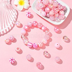 透明&不透明アクリルビーズ100個。  ラウンド  ミックスカラー  15.5~16x14~16mm  穴：2~3mm&nbsp;SACR-CJ0001-85