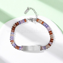 304 Stainless Steel Glass Link Chain Bracelets&nbsp;BJEW-G753-03P-03