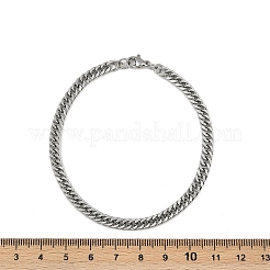 201ステンレススチール製キューバチアンブレスレット（男性用）  ステンレス鋼色  8-1/8インチ（20.5cm）&nbsp;BJEW-B138-01P