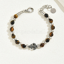 Natural Tiger Eye & Non-magnetic Synthetic Hematite Bead Bracelets for Daily Wear and Parties&nbsp;EA3590-1
