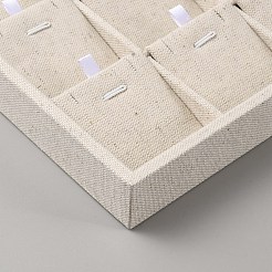 リネンジュエリーペンダントネックレス収納ボックス 24つのコンパートメント付き  ネックレスペンダント収納用ジュエリーオーガナイザーディスプレイケース  長方形  リネン  35.4x24x3cm&nbsp;AJEW-WH20008-12