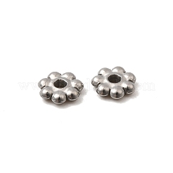 304ステンレススチールスペーサービーズ  花  ステンレス鋼色  5x1.3mm  穴：1mm&nbsp;STAS-Z156-01P-03