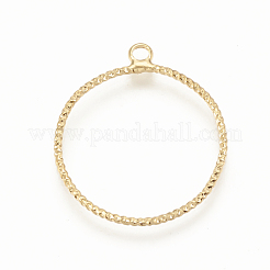 真鍮チャーム  リング  ニッケルフリー  18KGP本金メッキ  28x25x1mm  穴：1.5mm&nbsp;KK-T020-61G