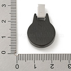 304ステンレスペンダント  スターチャーム付きフラットラウンド  ブラック＆ステンレス鋼色  22x16.5x5mm  穴：4x3mm&nbsp;STAS-F307-10EB