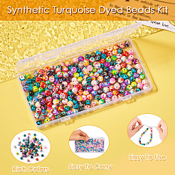 250Pcs 10 Colors Synthetic Turquoise Dyed Beads&nbsp;G-TA0001-72