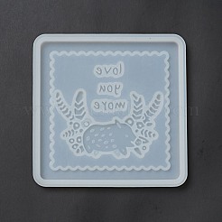 DIYアニマルコースターシリコンモールド  レジン型  UVレジン＆エポキシレジンのクラフト作り用  正方形  豚の模様  110x110x6.5mm  内径：100x100mm&nbsp;DIY-G070-03C