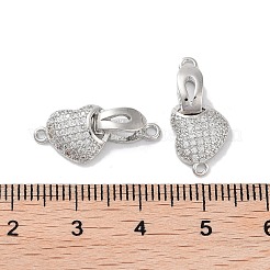 Brass Micro Pave Cubic Zirconia Fold Over Clasps&nbsp;KK-E107-02P