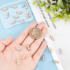 真鍮コネクターチャーム 20色 2個  アブソリュートプラスチック模造パール  ニッケルフリー  ピーナッツ  本物の金メッキと本物のプラチナメッキ  15.5x6x6mm  穴：1mm  10個/色&nbsp;KK-GA0001-33