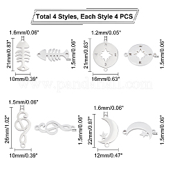 16Pcs 4 Style 201 Stainless Steel Links&nbsp;STAS-UN0031-08