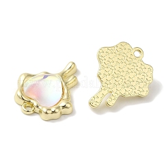 ラックメッキ合金ペンダント  ガラスと  カドミウムフリー＆ニッケルフリー＆鉛フリー  ハートチャーム  ゴールドカラー  16.5x13.5x5mm  穴：1.2mm&nbsp;FIND-I039-019G