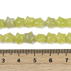 天然石レモンジェイド翡翠ビーズ連売り  スター  7.5x8x4.5mm  穴：0.8mm  約57個/連  15.24インチ（38.7cm）&nbsp;G-Z080-A14-8mm