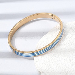 304 Stainless Steel Enamel Striped Hinged Cuff Bangles for Women&nbsp;SA-CBAC920-06G