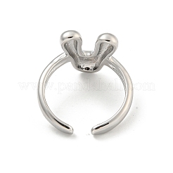 Brass Letter Open Cuff Rings for Women&nbsp;RJEW-G313-01V-P