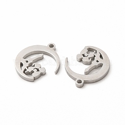 変色しない304ステンレススチールペンダント  月と恋人と塔のチャーム  ステンレス鋼色  16x14x1.4mm  穴：1.4mm&nbsp;STAS-M089-27P