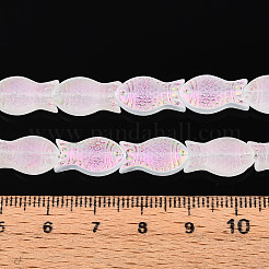つや消しガラスビーズ連売り  魚  パールピンク  15x8.1x5mm  穴：0.9~1mm  約55個/連  25.59''（65センチメートル）&nbsp;GLAA-T023-40C-09
