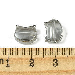 電気メッキガラスビーズ  パール光沢メッキ  猫の形  グレー  8x10x5mm  穴：1.2mm&nbsp;EGLA-Z005-PL01