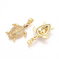 Brass Micro Pave Cubic Zirconia Pendants&nbsp;X-KK-N257-05G