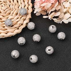 Brass Cubic Zirconia Beads&nbsp;ZIRC-F001-15P