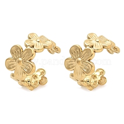 イオンプレーティング（IP）304ステンレススチールフラワーカフイヤリング（女性用）  14KGP本金メッキ  12.5x8mm&nbsp;X-EJEW-A118-03G