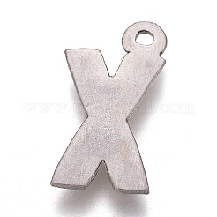変色しない304ステンレススチールペンダント  アルファベット  文字.x  16x9x2mm  穴：1.2mm&nbsp;X-STAS-H119-01P-X