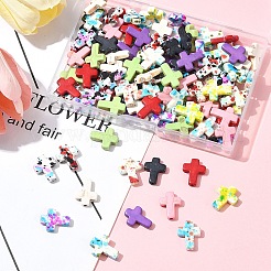120色染め合成ターコイズビーズセット13個  クロス  ミックスカラー  15.5x12x3.5~4mm  穴：1~1.4mm&nbsp;G-FS0005-84