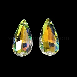 ガラスチャーム  ティアドロップ  ABカラー  多面カット  クリアAB  24x12x5.5mm  穴：1.4mm&nbsp;GLAA-I057-09A