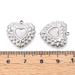 304 Stainless Steel Pave Natural White Shell Pendants&nbsp;STAS-N109-203P