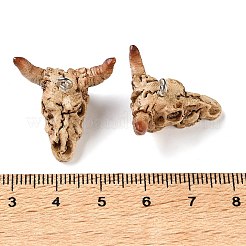 スカルモチーフの不透明樹脂製ペンダント  プラチナ鉄ループ付き  牛のチャーム  13x21x23mm  穴：2mm&nbsp;RE-CBA4F9B-05A