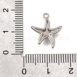 オーシャンシリーズ 304 ステンレススチールチャーム  変色防止  ヒトデ  15x13.5x2.5mm  穴：1.2mm&nbsp;STAS-H477-01C-P