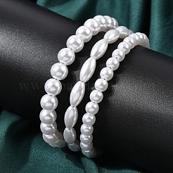 Plastic Pearl Beaded Bracelets for Women&nbsp;BJEW-L716-02P