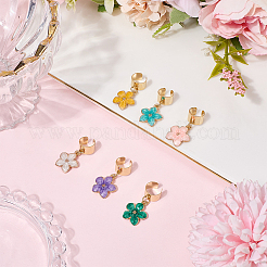 6個 6色合金エナメル聴診器ペンダント装飾  花  304ステンレススチール製金具付き  ゴールドカラー  ミックスカラー  26mm  1pc /カラー&nbsp;HJEW-SP0001-34