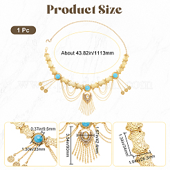 合金チャームチェーンベルト  シャツドレスの装飾用のチェーンタッセルウエストベルト  アンティーク黄金  43-7/8インチ（111.3cm）&nbsp;FIND-WH20010-07B