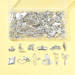 100pcs12スタイルチベットスタイル亜鉛合金ペンダント  鉛フリー＆カドミウムフリー  アンティークシルバー  13~32x6~23x1.5~8mm  穴：1.2~2mm&nbsp;TIBEP-FS0001-39