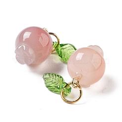 Natural Agate Fruit Charms with Leaf&nbsp;G-Z052-03A