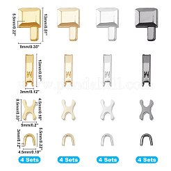 服装アクセサリー  真鍮ジッパー修理ジッパーストッパーとプラグダウン  ミックスカラー  8.5x5x4.5mm  4.5x5.5x3mm  16セット&nbsp;KK-PH0001-53C