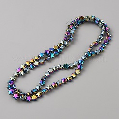 電気メッキガラスビーズセット  フルメッキ  星形  カラフル  8x8x3.5mm  穴：1mm  約100個/連  29.92インチ（76cm）&nbsp;EGLA-WH0001-13B