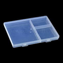 クリアプラスチックビーズ収納ケース  3コンパートメント  DIYアートクラフト用  ネイルダイヤ  ビーズ収納  長方形  透明  16.8x11.5x1.4cm&nbsp;CON-YW0001-54