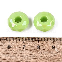 オペークアクリルヨーロピアンビーズ  大穴ビーズ  ABカラー  多面カット  フラットラウンド  緑黄  15x8mm  穴：4.7mm&nbsp;OACR-E033-23L