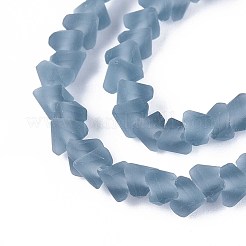 曇った透明ガラスビーズ連売り  三角形  スチールブルー  3~3.5x4~4.5x4~4.5mm  穴：0.8mm  約121~131個/連  14.37~15.35インチ（36.5~39cm）&nbsp;LS-GLAA-N016-4mm-29