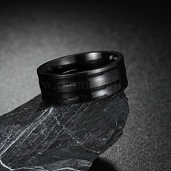 男性用ステンレススチールエナメル指輪201個  ブラック  8mm  usサイズ7（17.3mm）&nbsp;FS-WGADAB4-06