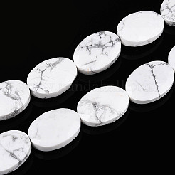天然石ハウライトビーズ連売り  フラットオーバル  多面カット  18x13~13.5x5.5~6mm  穴：1.2mm  約11個/連  7.87インチ（20cm）&nbsp;G-S354-13x18-A11