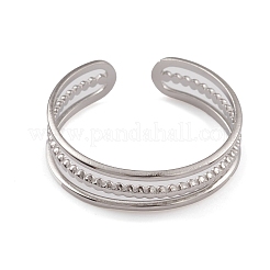 Non-Tarnish 304 Stainless Steel Triple Line Open Cuff Rings for Women&nbsp;RJEW-G285-73P