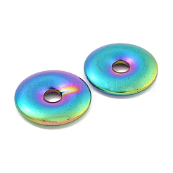 電気メッキ合成非磁性ヘマタイトペンダント  ドーナツ/円盤チャーム  ミックスカラー  25.5x4mm  穴：4.8mm&nbsp;G-C136-04